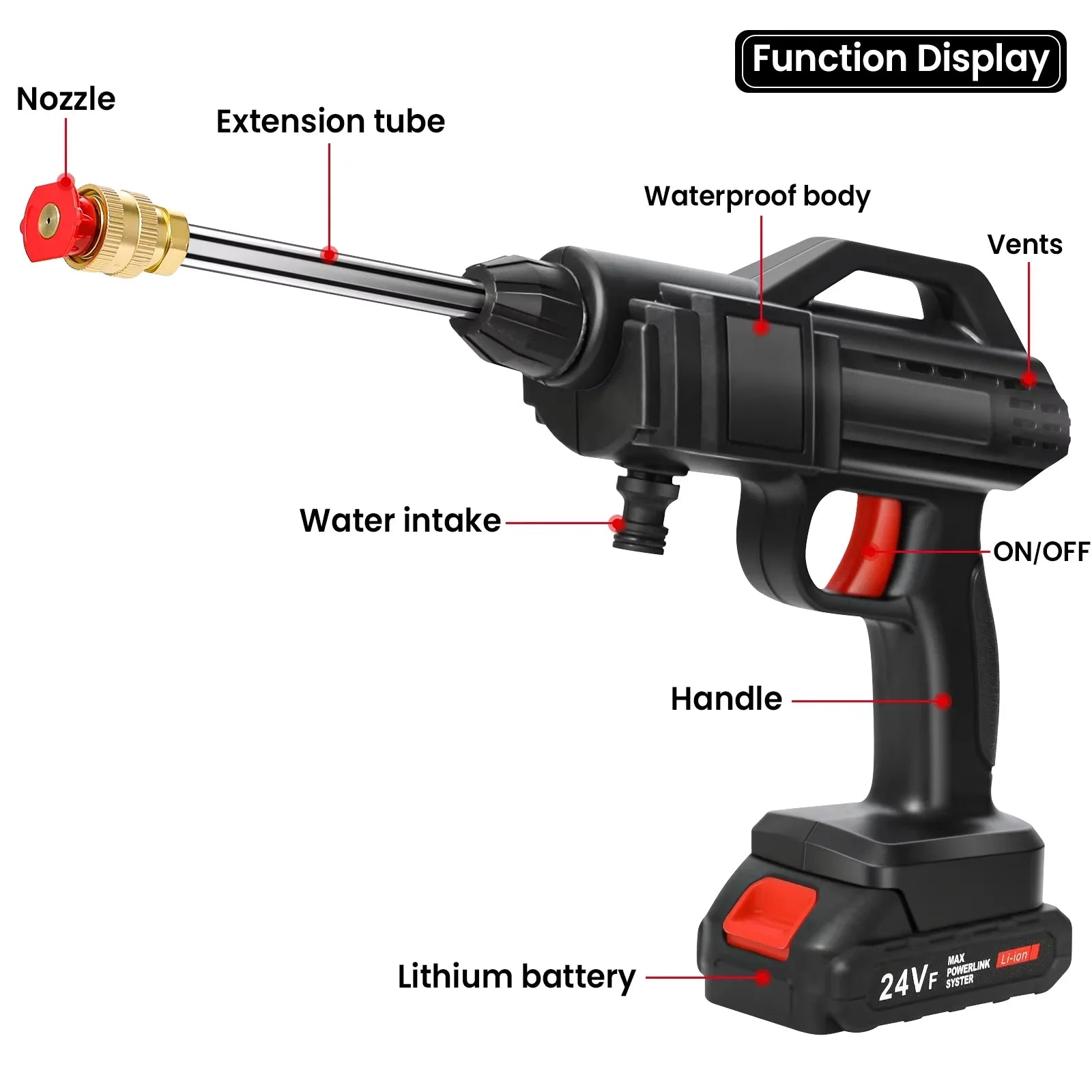 50Bar Cordless High Pressure Cleaner Washer Spray Water Gun Car Wash Pressure Water Cleaning Machine for Makita 24V Battery